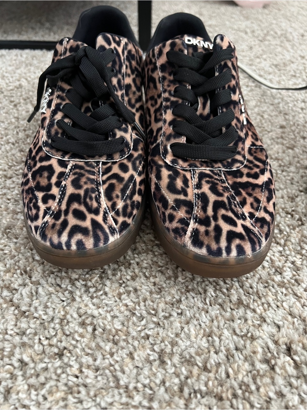 DKNY Leopard-Print Low-Top Sneakers in Black & Brown